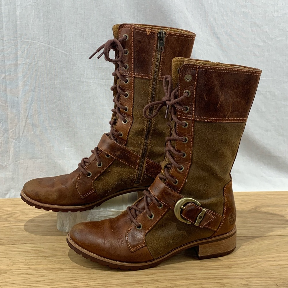 Timberland Brown Lace-Up Combat Boots